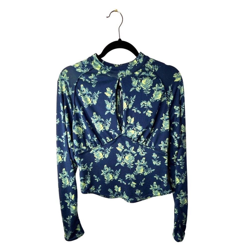 Revolve Free People Women's Blue Floral Dinner Party Knit Top Size M